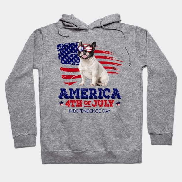 Bulldog Flag USA - America 4th Of July Independence Day Hoodie by bunnierosoff21835